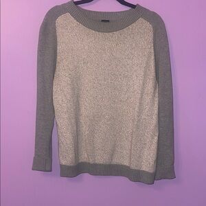 GAP Gray and Cream Crew Neck Sweater with Heathered Texture